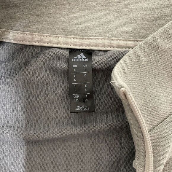 Adidas Shirt Mens Large L Grey 1/4 Zip Athletic Stretch Logo Mock Neck - Picture 2 of 9